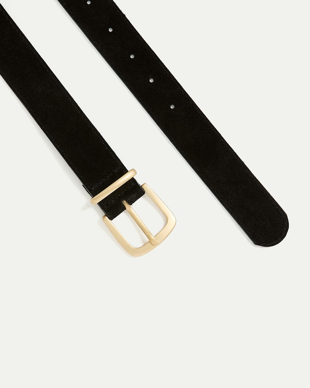 Suede Belt with Rectangular Buckle