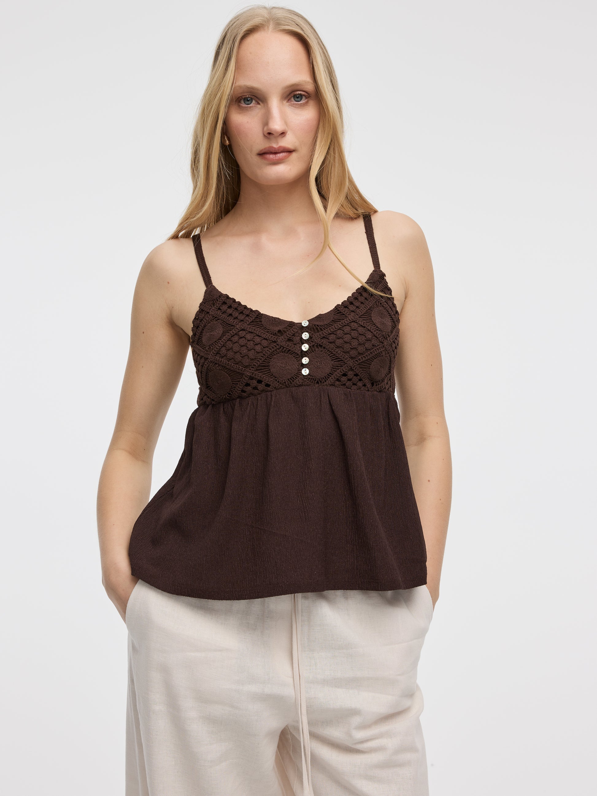 V-Neck Mix-Media Cami