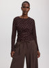 Long-Sleeve Crew-Neck Draped Top