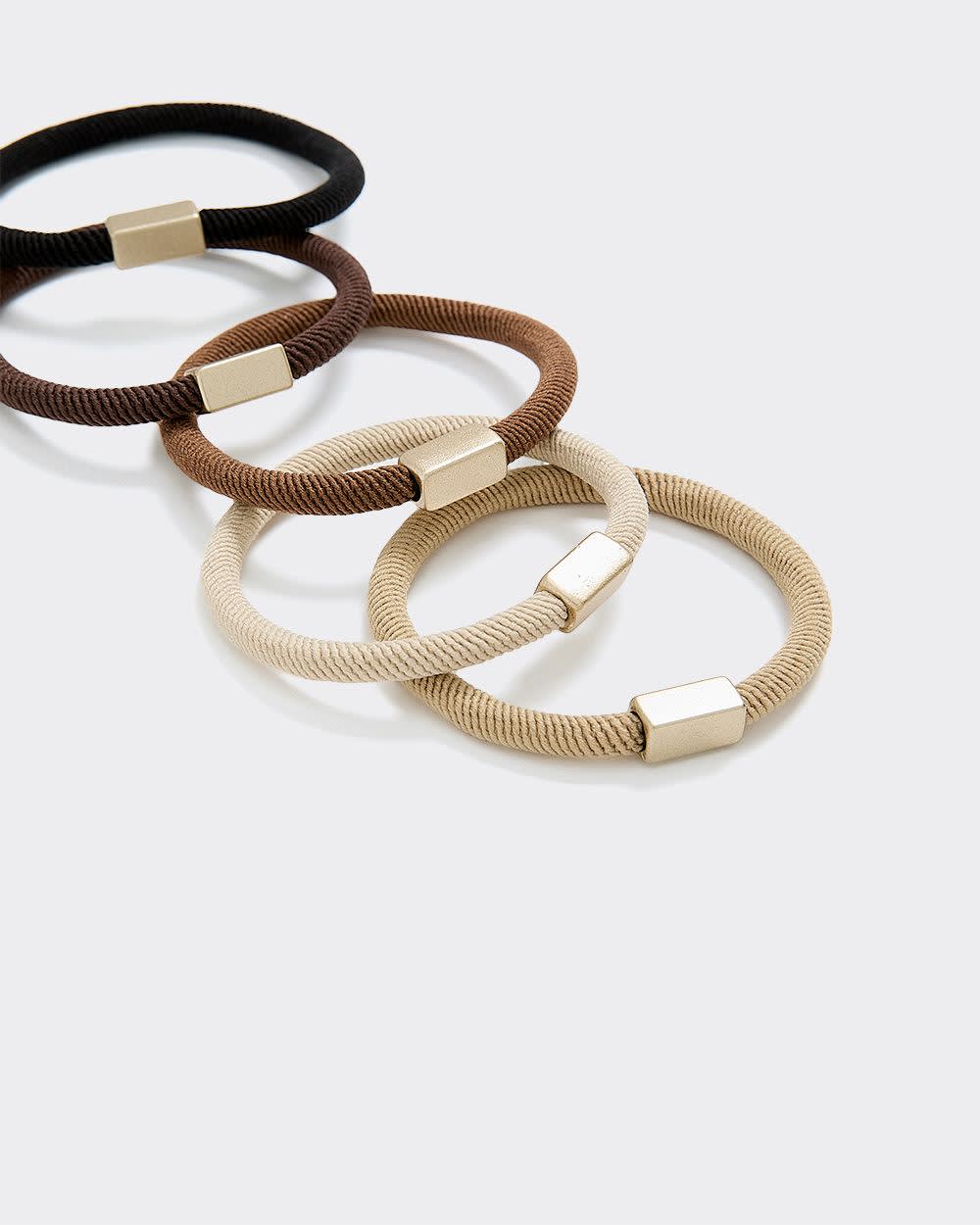 Élastiques à cheveux avec pièce en métal - Ens. de 5