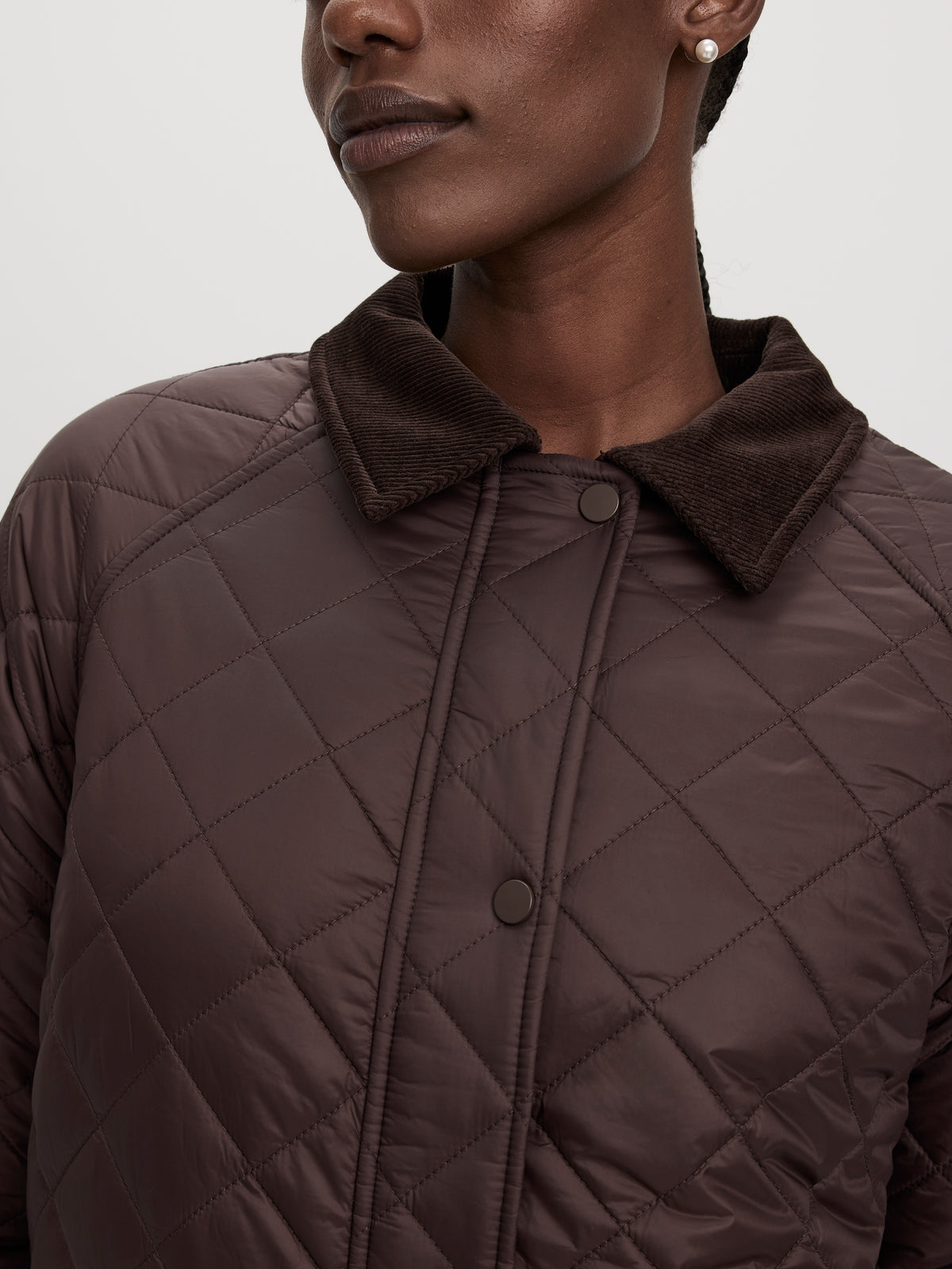 Quilted Jacket with Corduroy Collar