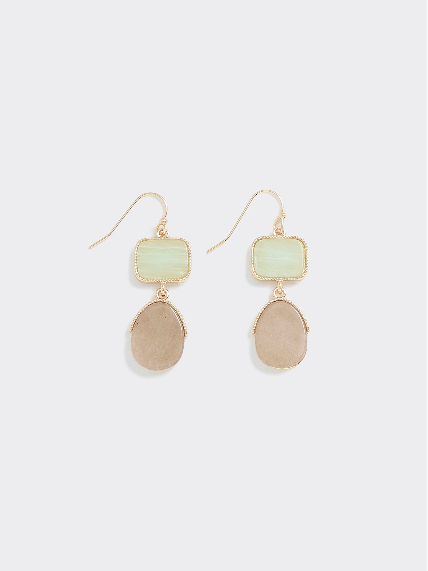 Two-Tone Earrings with Semi-Precious Stones