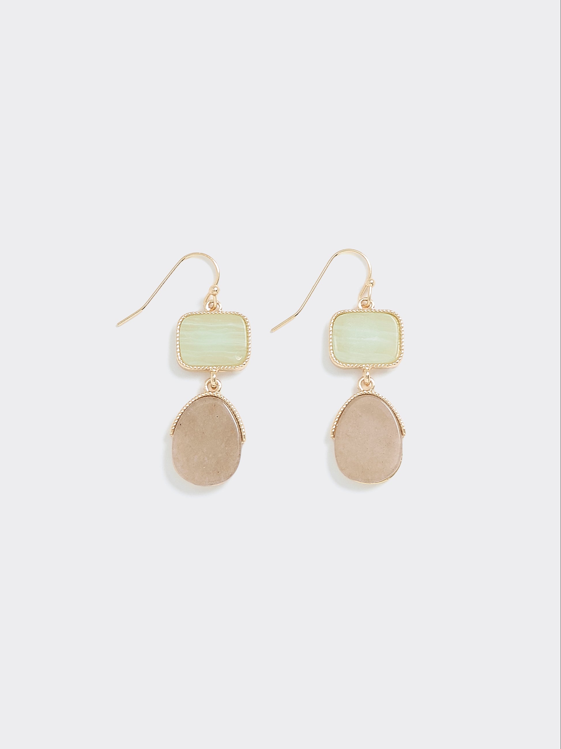 Two-Tone Earrings with Semi-Precious Stones