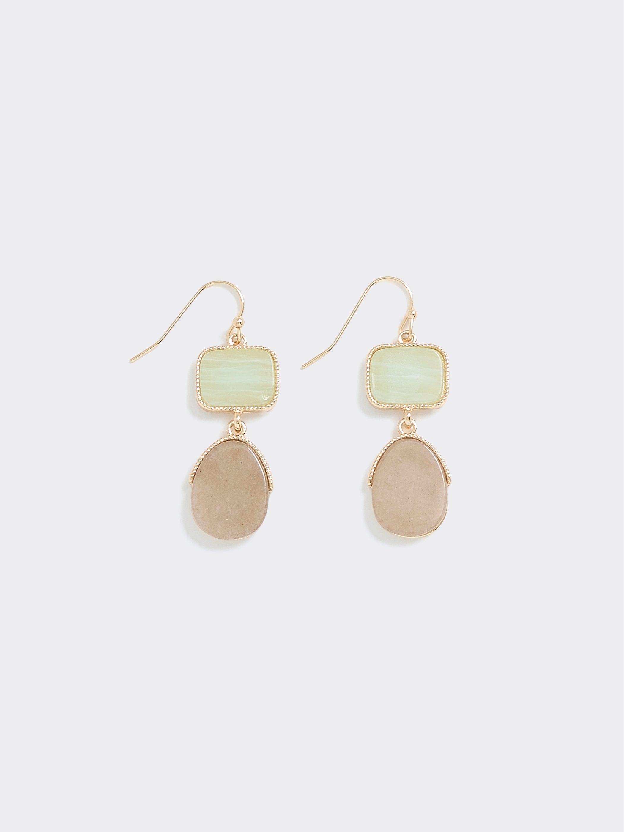 Two-Tone Earrings with Semi-Precious Stones