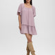 Square-Neck Mini Dress with Bubble Sleeves