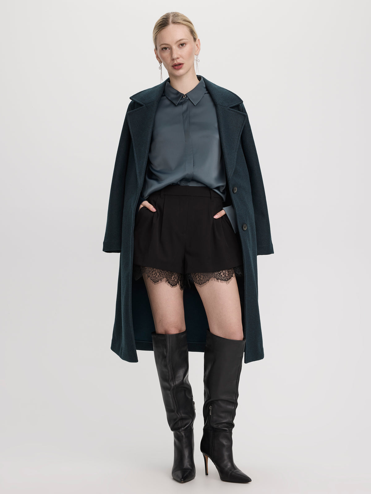 High-Rise Shorts with Lace Trim - The Timeless