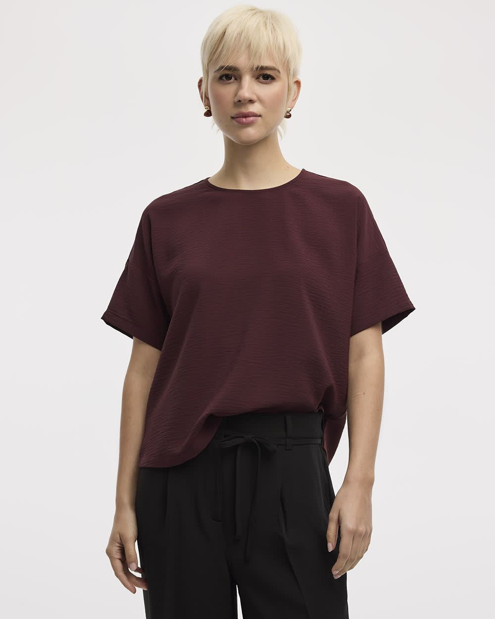 Short-Sleeve Crew-Neck Blouse