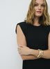 Sleeveless Midi Dress with Shoulder Pads