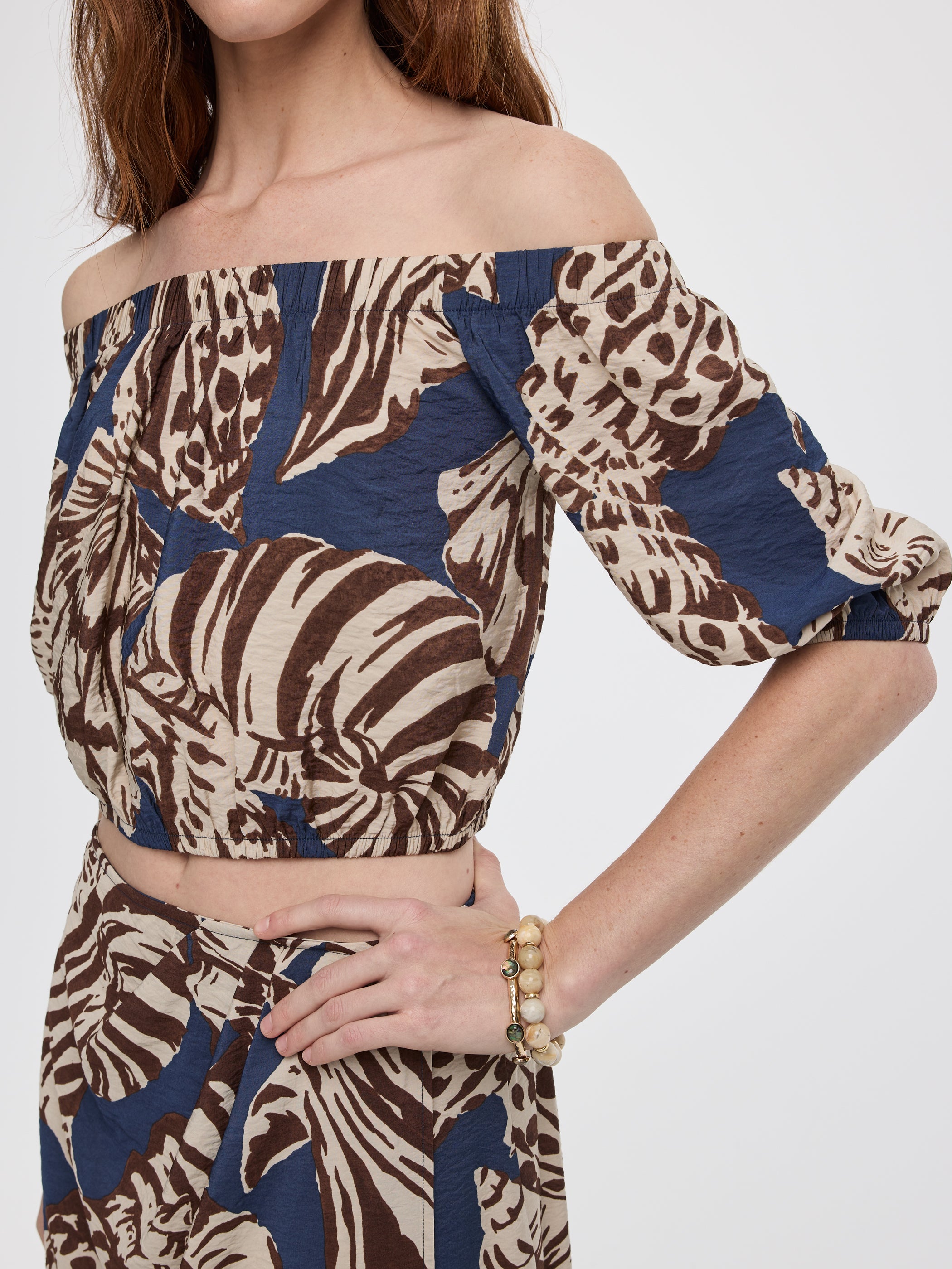 Short-Sleeve Off-the-Shoulder Blouse