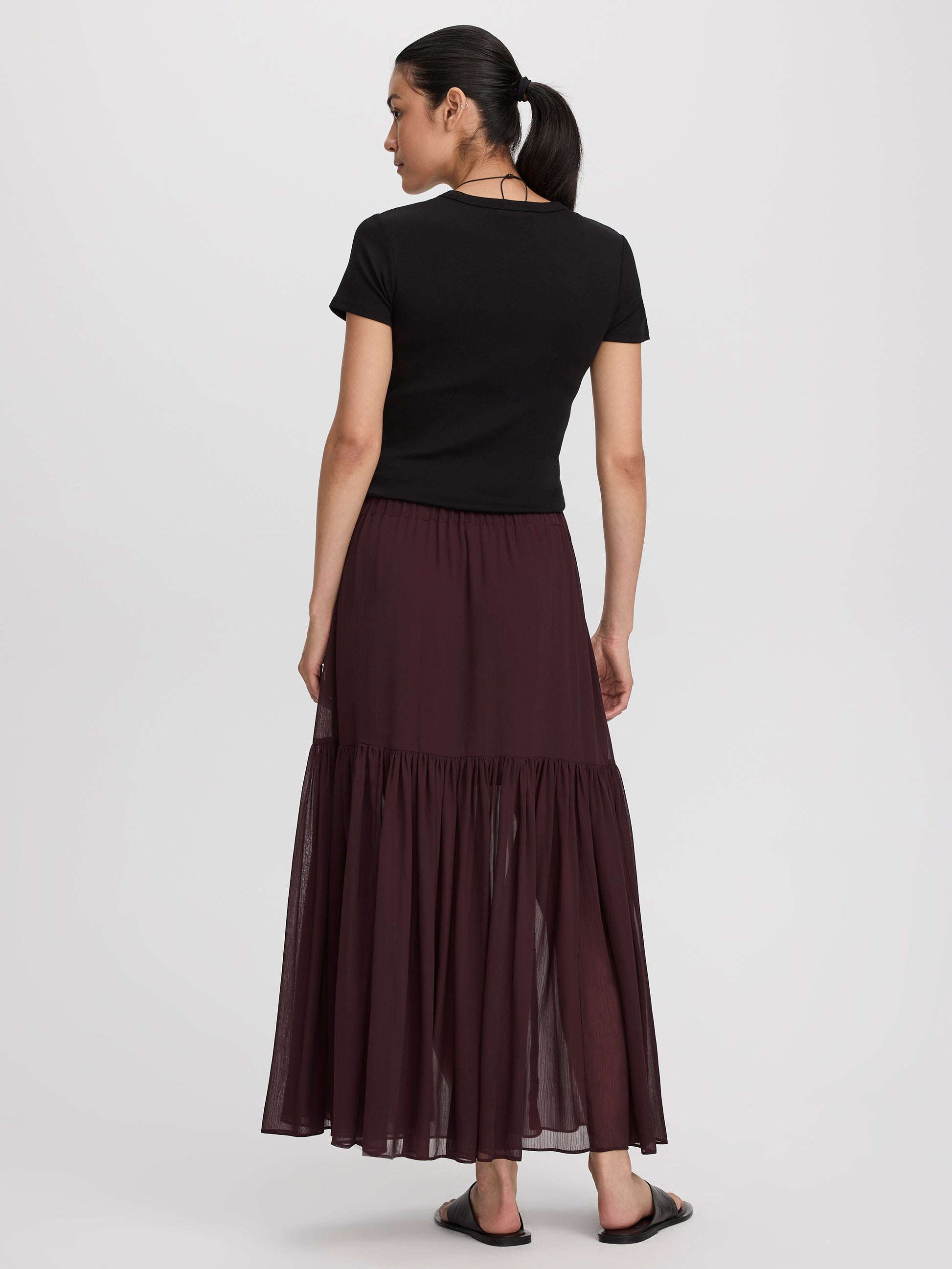 Pleated-Chiffon Maxi Skirt