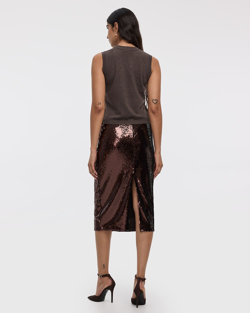 Midi Column Sequins Skirt