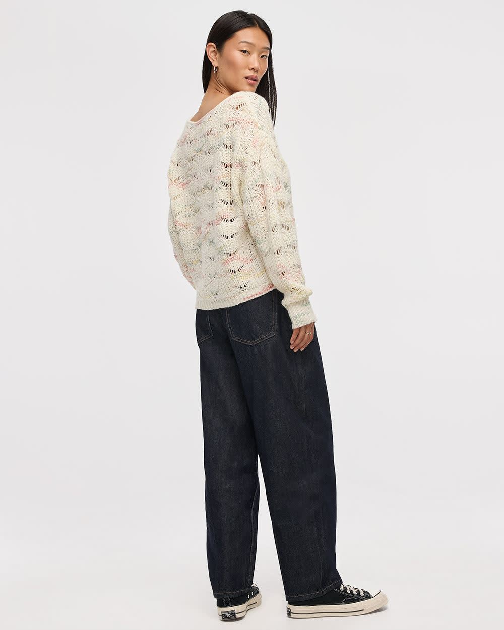 Long-Sleeve Boat-Neck Boxy Sweater