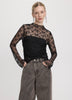 Long-Sleeve Mock-Neck Lace Top