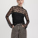 Long-Sleeve Mock-Neck Lace Top