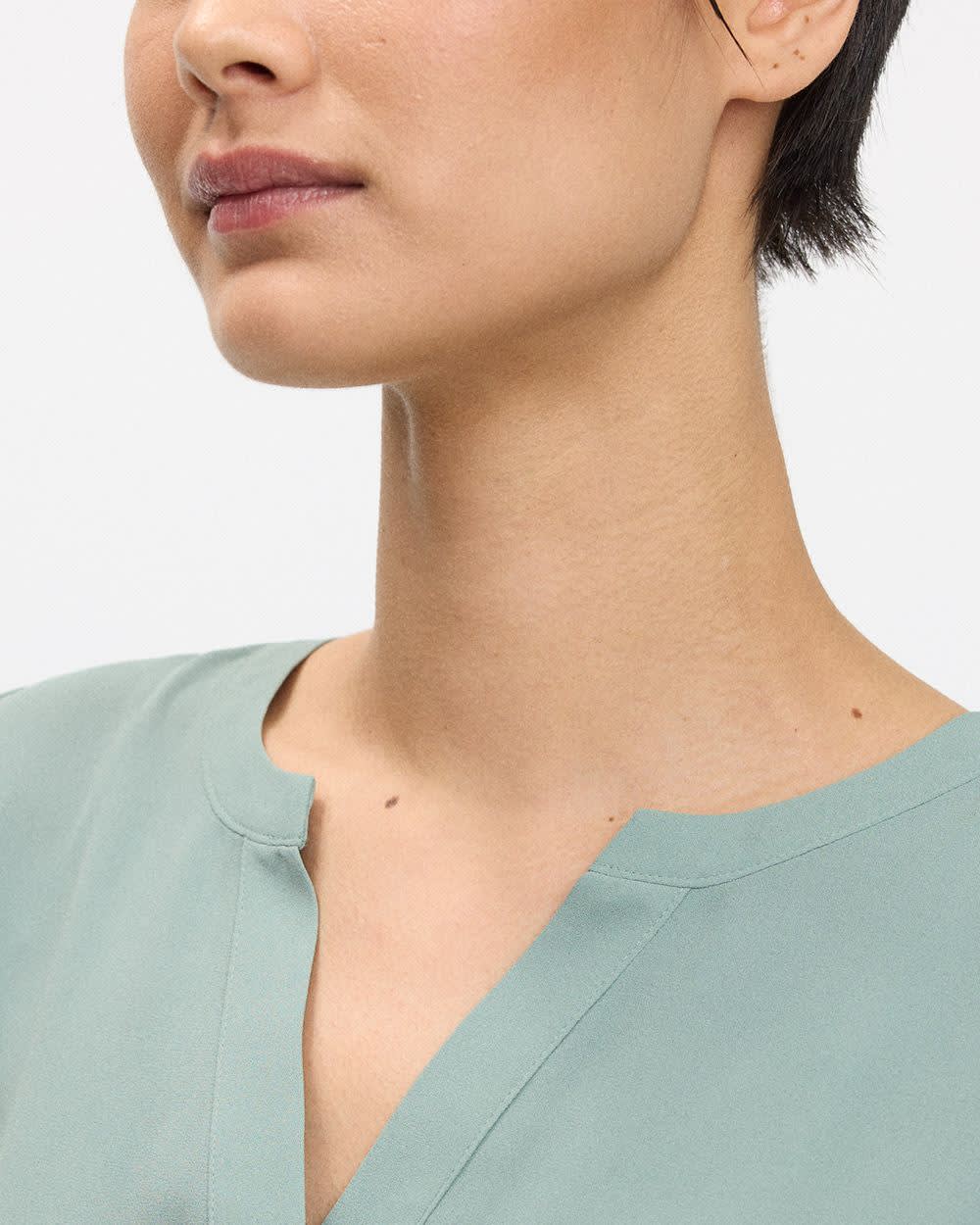 Cap Sleeve Split Neck Blouse - R Essentials