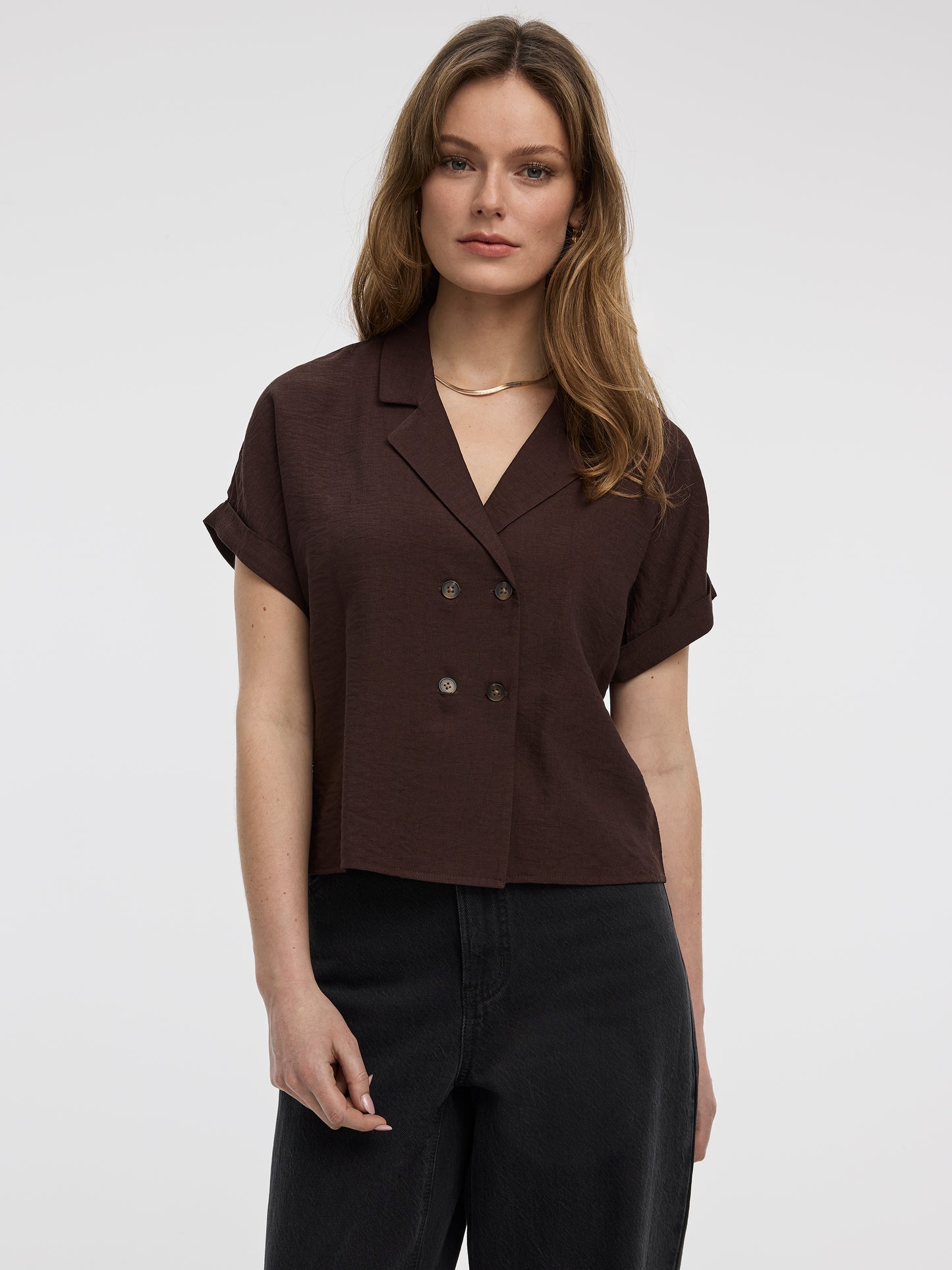 Satiny Short-Sleeve Shirt