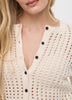 Long-Sleeve Crew-Neck Cardigan with Open Stitches