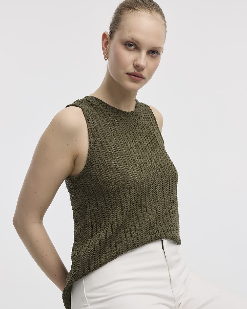 Crew-Neck Crochet Tank