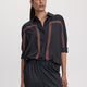 Long-Sleeve Loose Satin Blouse