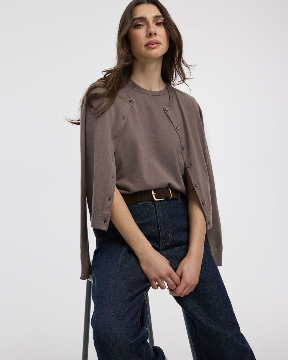 Crew-Neck Cardigan - R Essentials