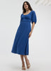 Short-Sleeves Scoop-Neck Empire Midi Dress