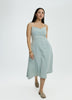 Sleeveless Denim Midi Dress with Sweetheart Neckline