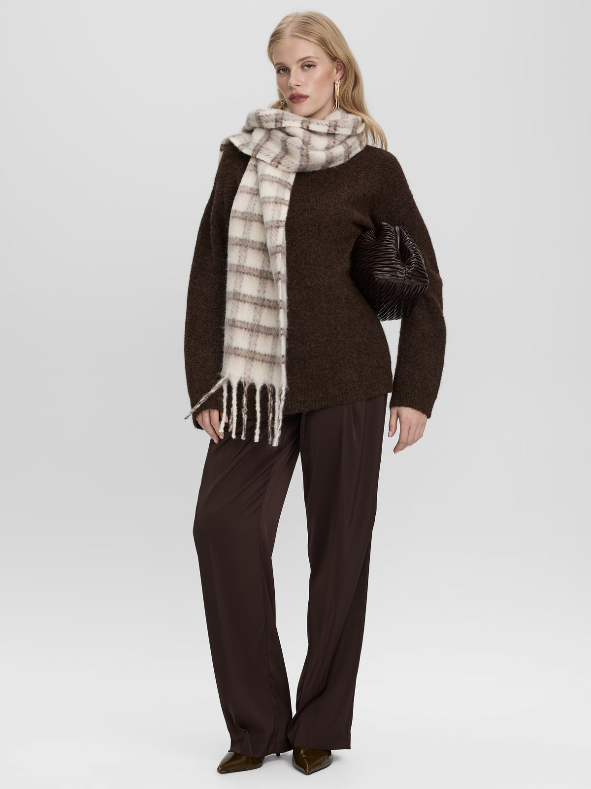 Satin Straight-Leg Mid-Rise Pants