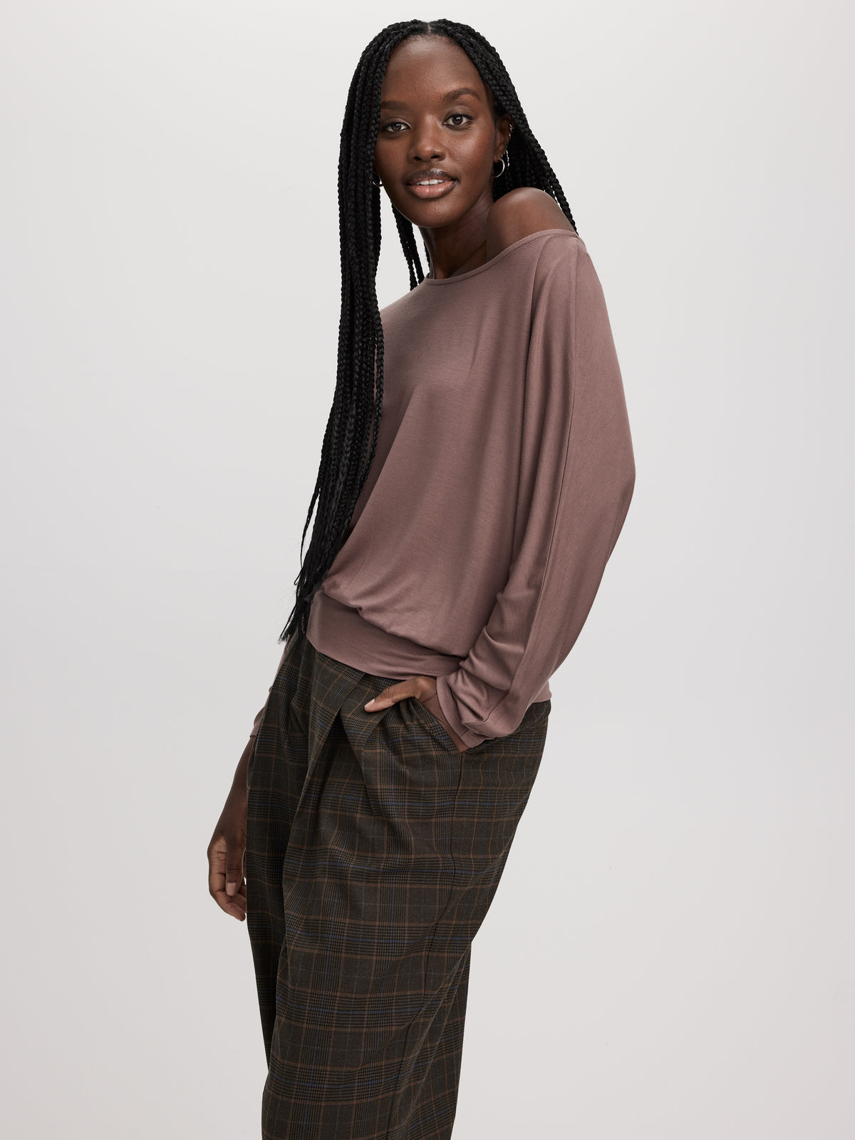 Long-Sleeve Boat-Neck Top