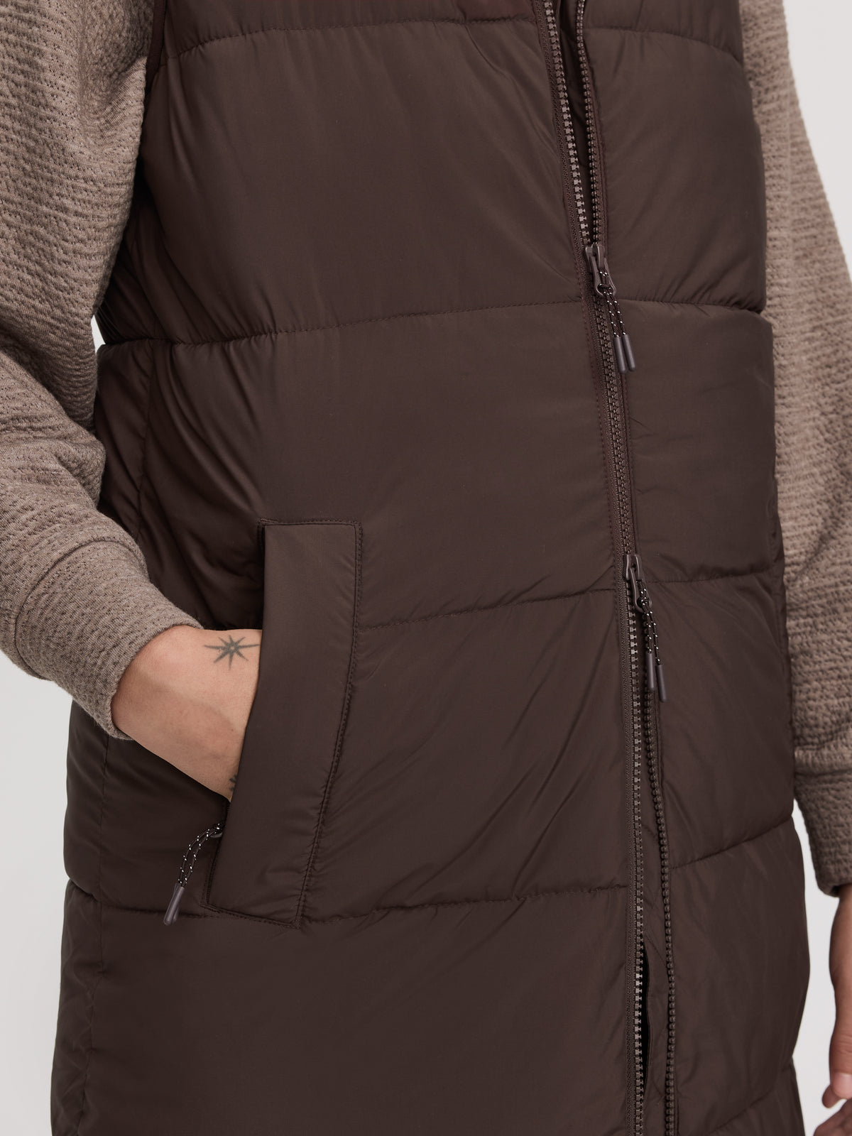 Long Quilted Sleeveless Vest - Hyba
