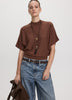 Merino-Blend Short-Sleeve Mock-Neck Sweater
