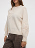 Long-Sleeve Crew-Neck Sweater with Soutache Flowers