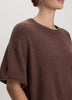 Cashmere-Blend Short-Sleeve Crew-Neck Loose Sweater
