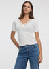 Short-Sleeve V-Neck Tee with Lace Trim