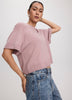 Cashmere-Blend Short-Sleeve Crew-Neck Loose Sweater