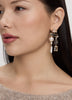 Stud Earrings with Pearl and Stone Pendants