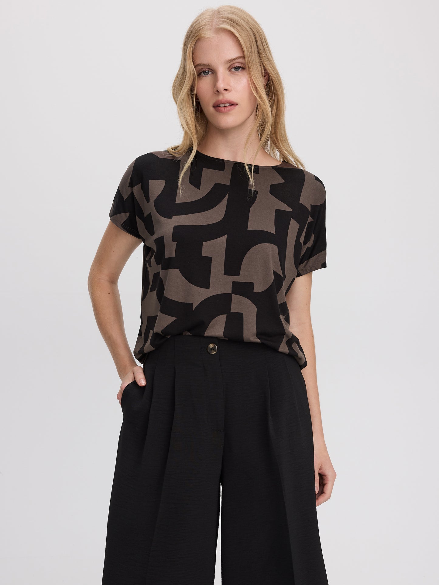 Short-Dolman-Sleeve Boat-Neck T-Shirt