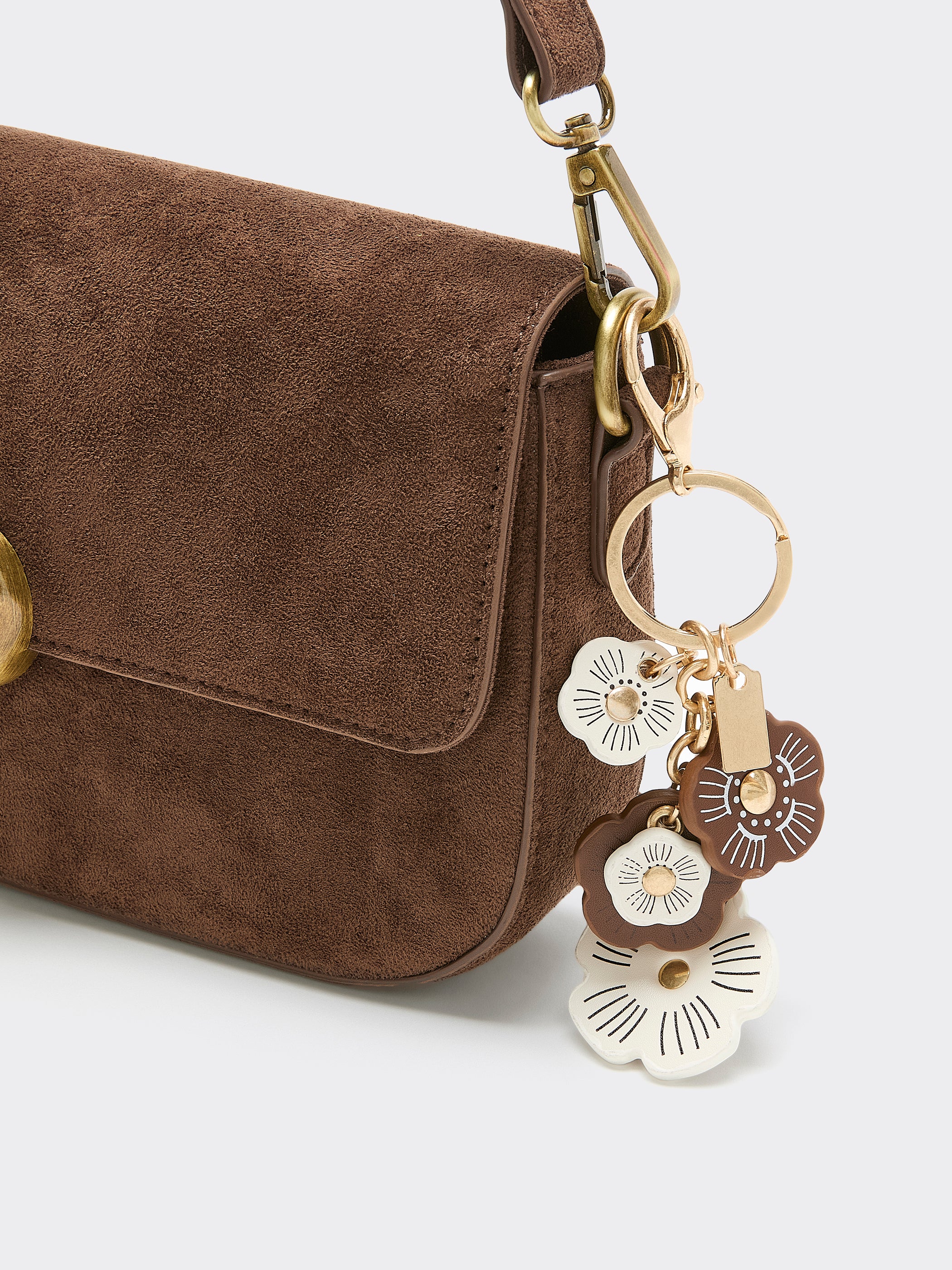 Faux Leather Flower Bag Charm with Key Ring – Reitmans