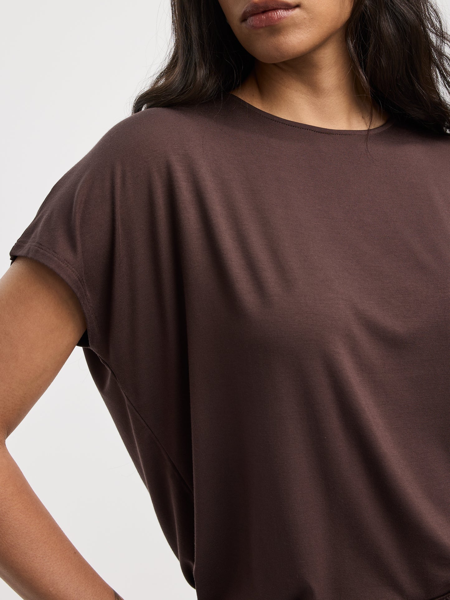 Short-Dolman-Sleeve Boat-Neck T-Shirt