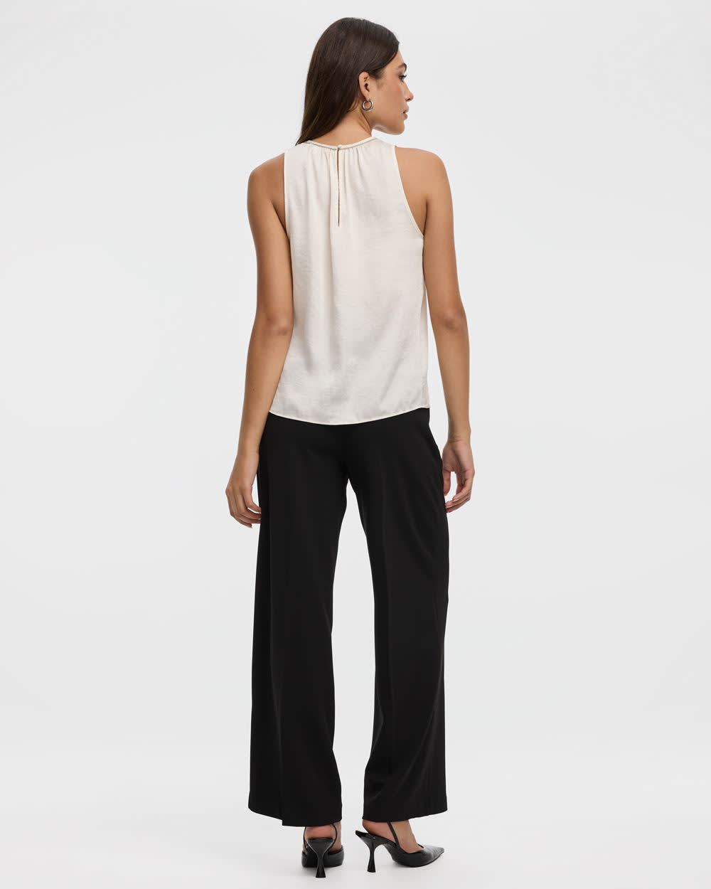 Sleeveless Blouse with Jewelled Trim