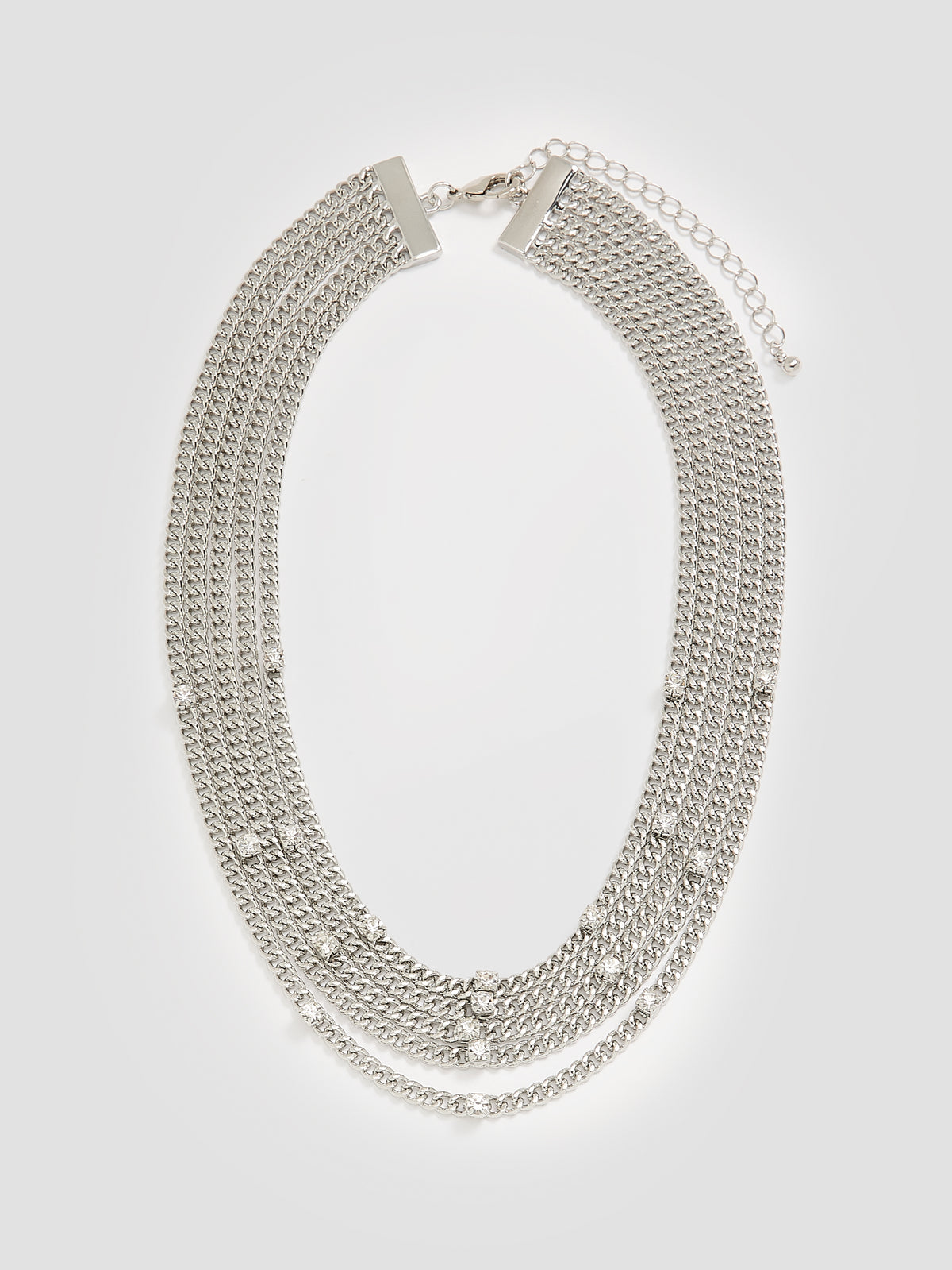 Multilayer Necklace with Rhinestones