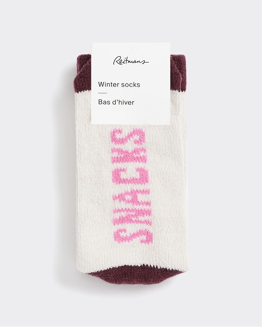 Bas d'hiver avec citation