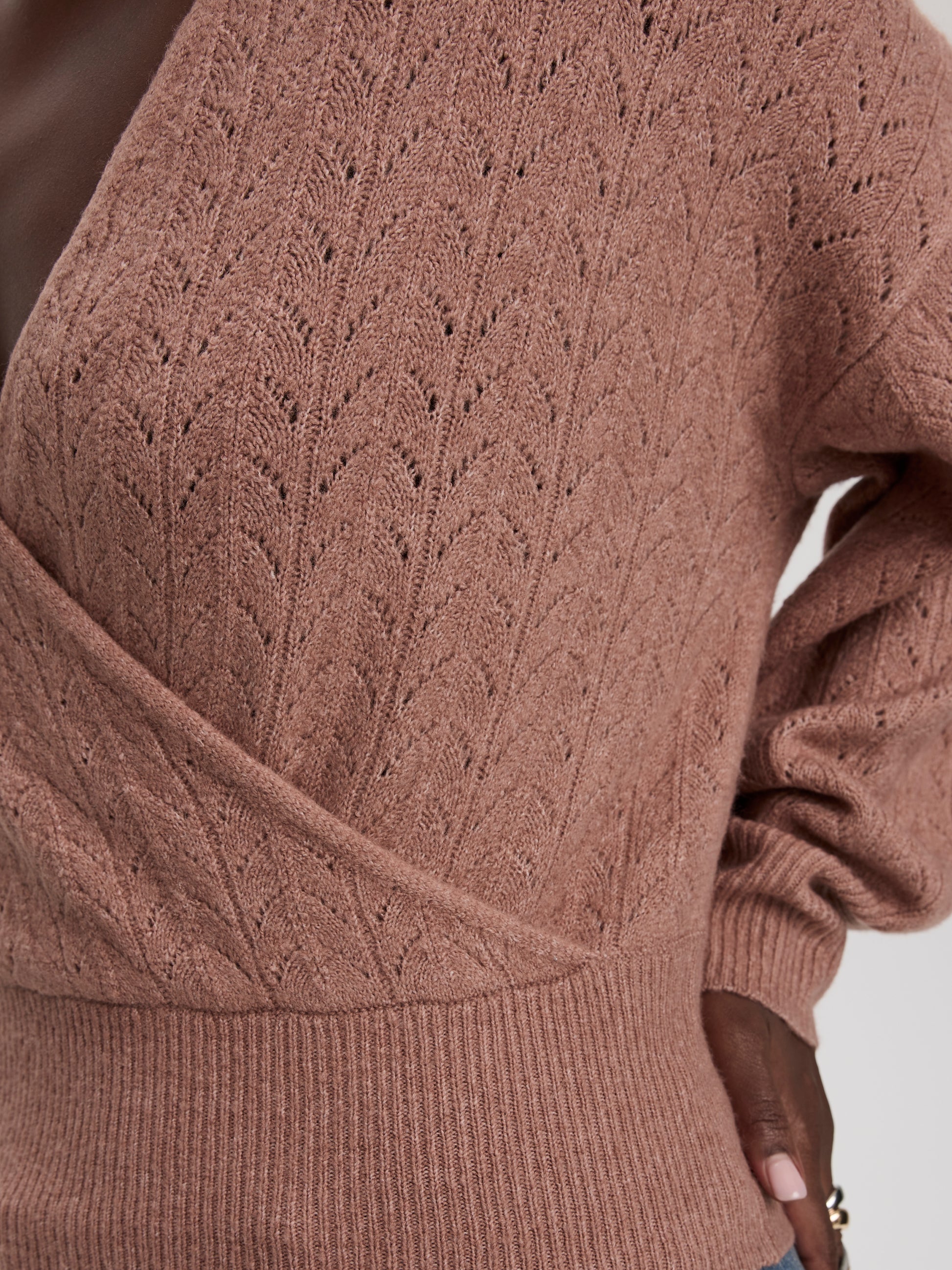 Long-Sleeve V-Neck Wrap Sweater