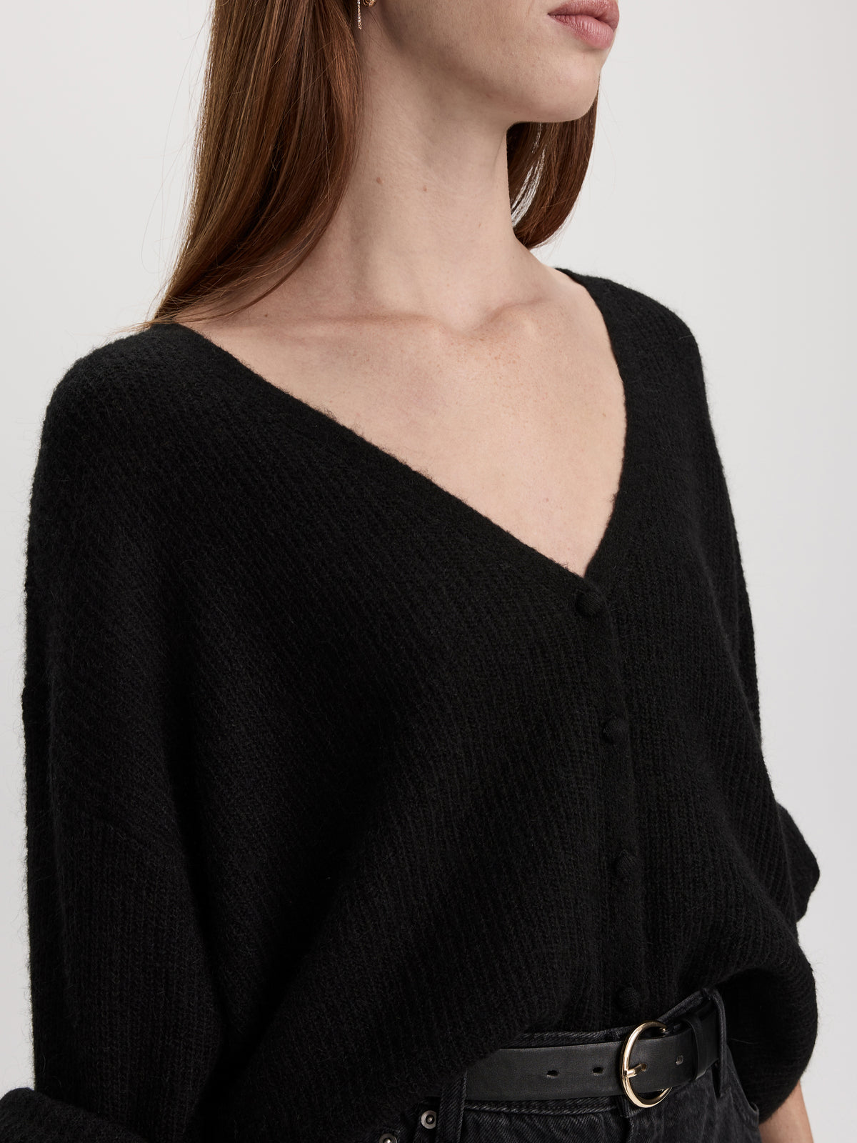 Mohair-Blend V-Neck Cardigan