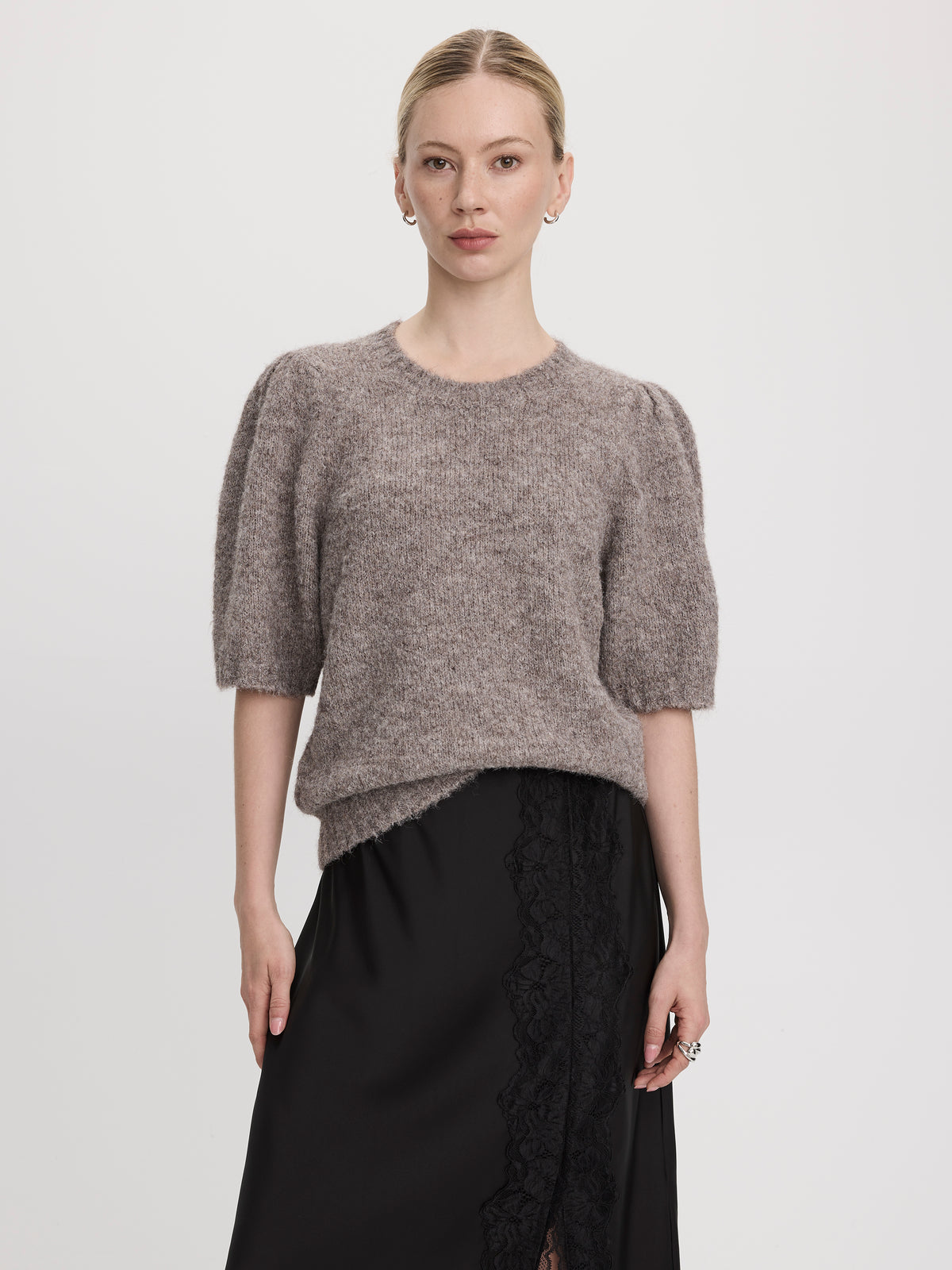 Elbow-Sleeve Crew-Neck Sweater