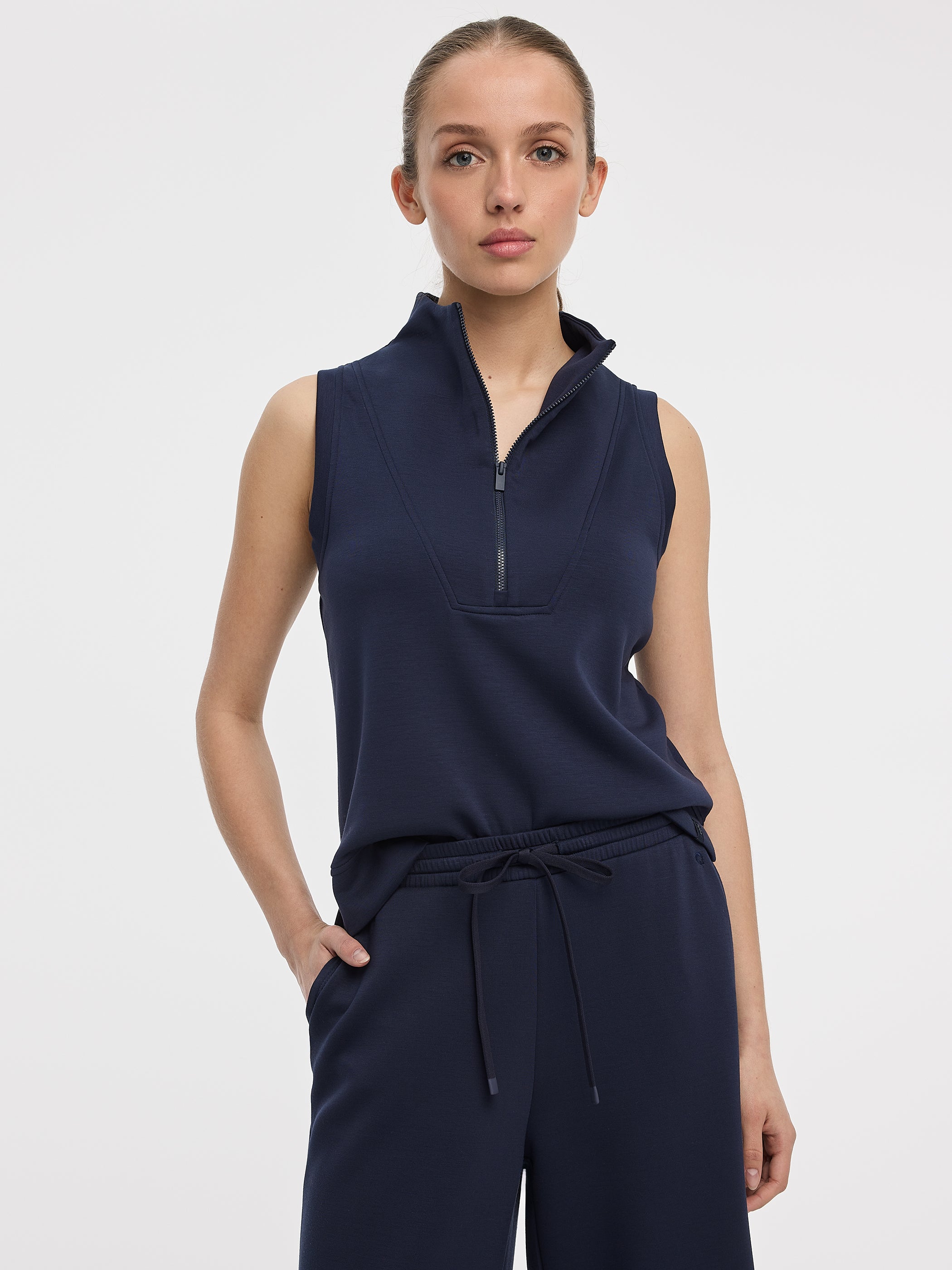 Half-Zip Mock-Neck Cami - HYLUX - Hyba