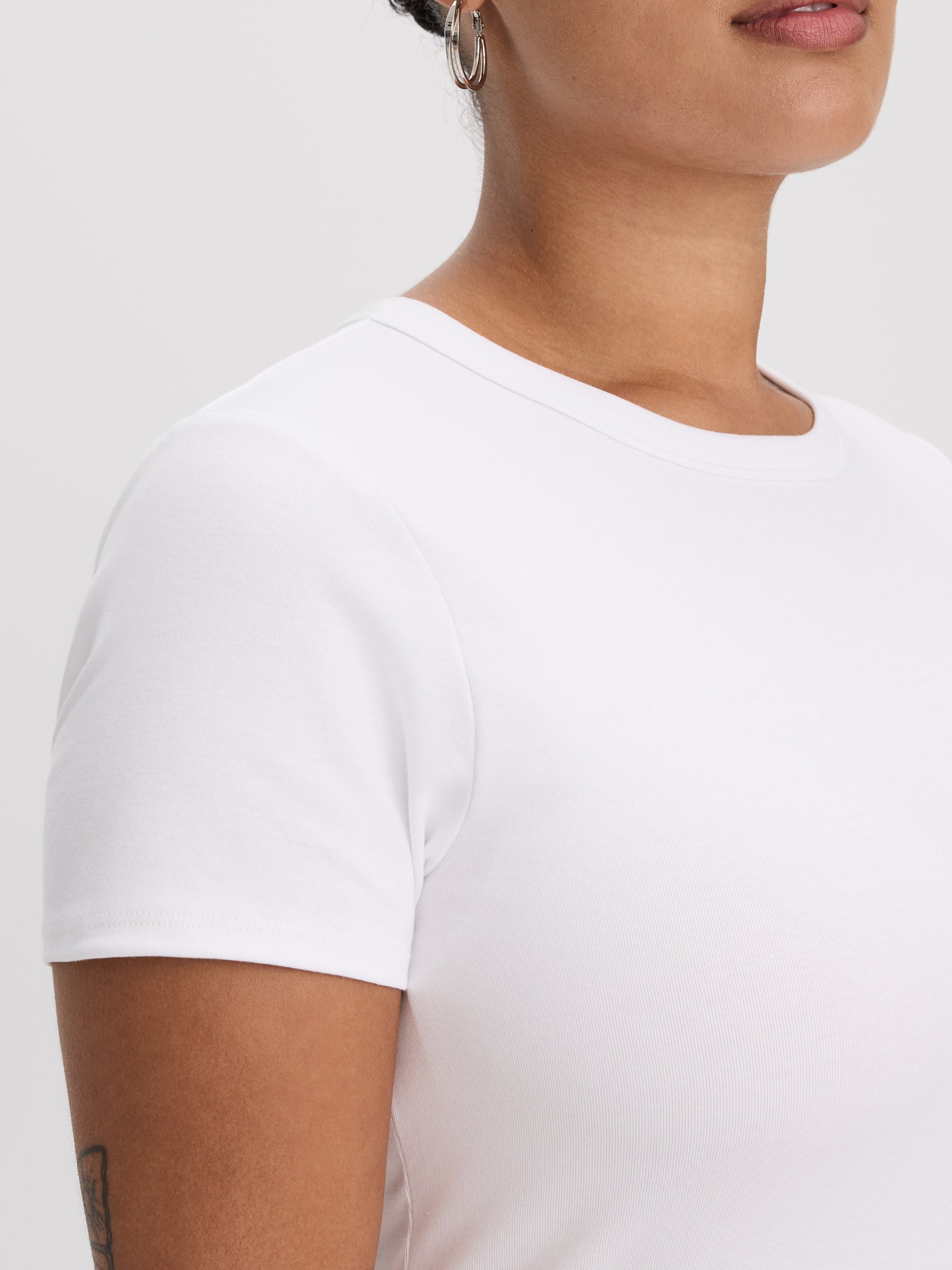 Fitted Crew-Neck Ribbed T-Shirt