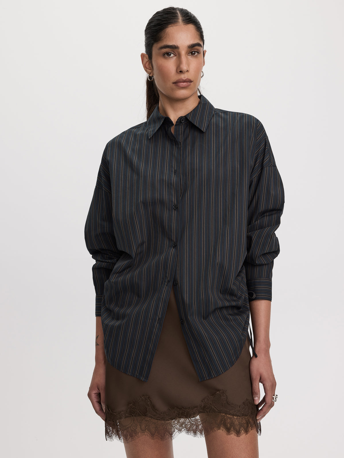 Poplin Blouse with Side Shirrings
