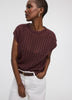 Extended-Sleeve Crew-Neck Sweater with Open Stitches