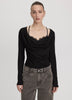 Long-Sleeve Cowl-Neck Top with Fooler Insert
