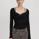 Long-Sleeve Cowl-Neck Top with Fooler Insert